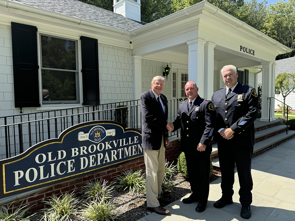 Pictured (left to right): Bernie Ryba, Mayor, Village of Old Brookville; Christopher J. Walsh, Chief, Old Brookville Police Department, and Michael Coen, Sergeant, Old Brookville Police Department.